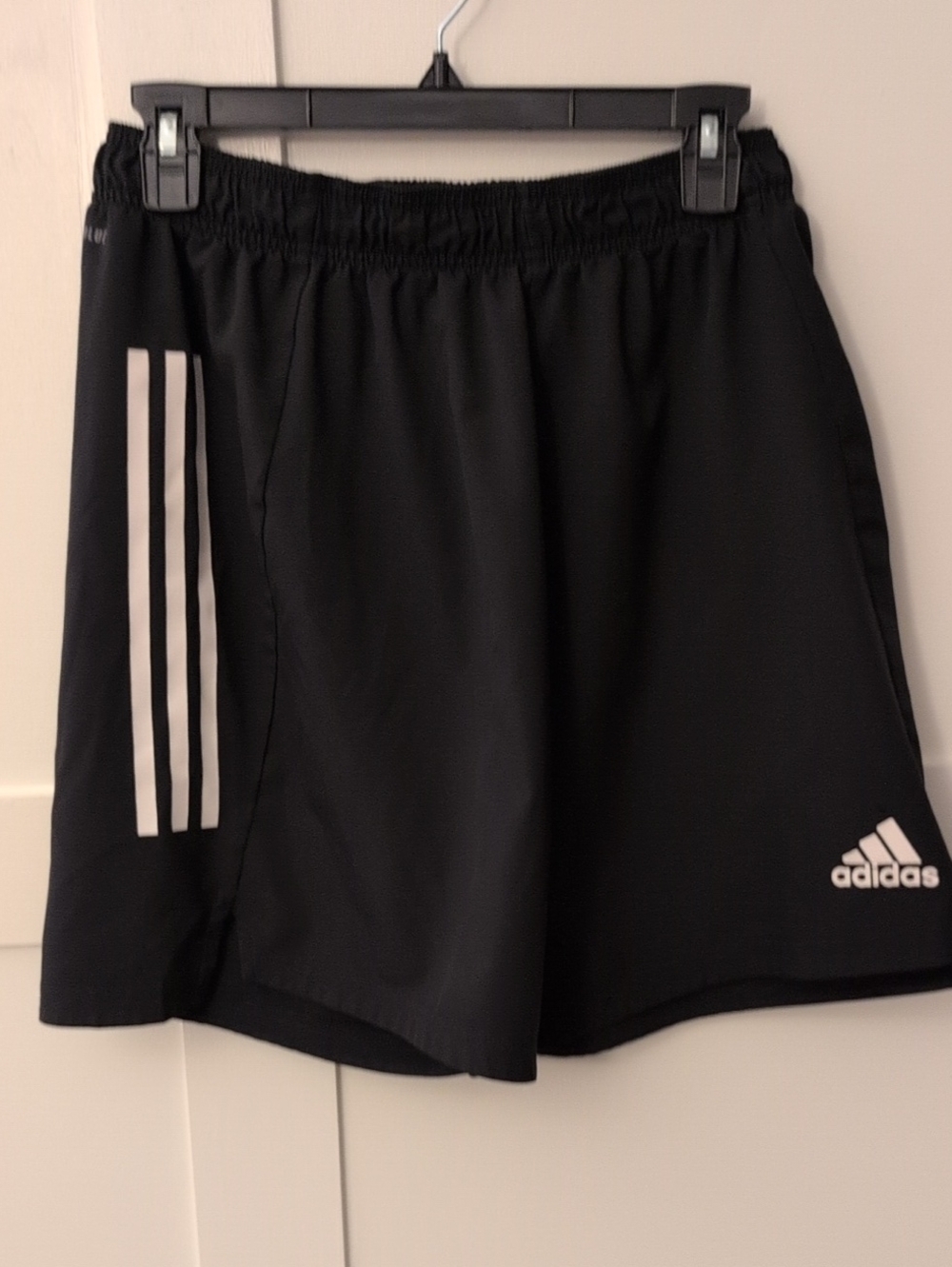 adidas Black Athletic Shorts with White Three-Stripe Accent